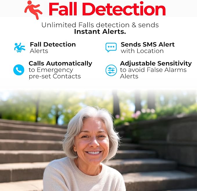 SOS Wristband for Seniors with Fall Detection — Alerts Go Direct to Family, No Call Center | One-Button Simplicity, GPS Tracking, Geofencing, 2-Way Calling, Waterproof Medical Alert - Image 2