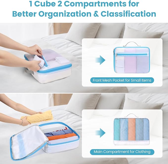 Cambond Mesh Packing Cubes for Travel Women - Lightweight Travel Bags Luggage Packing Organizer Travel Cubes for Suitcase with Handle - Image 3