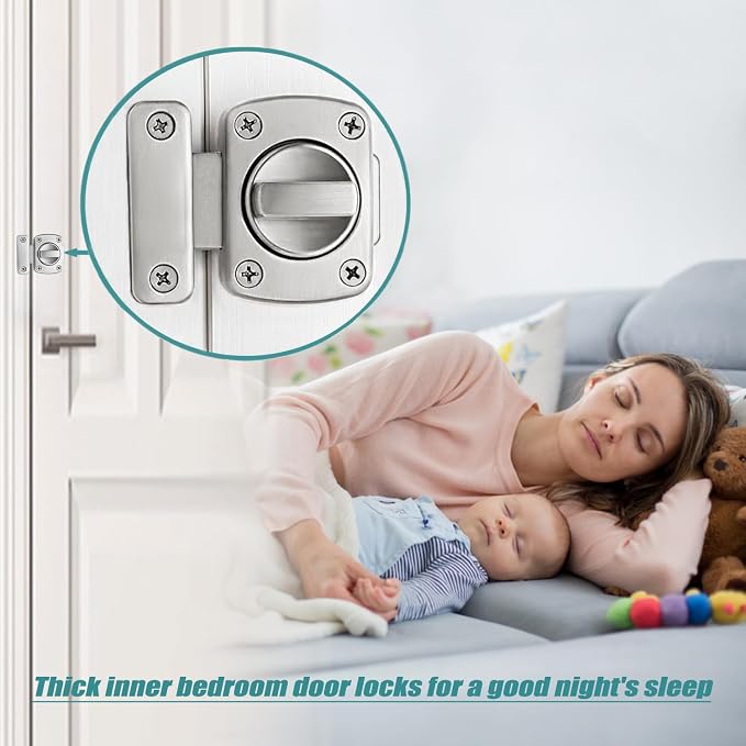 Bathroom Stall Door Latch Inner Door Reinforcement Lock | Night Latches Anti-Prying, Zinc Alloy, French Door Locks, Single-Direction Swing Door - Image 4
