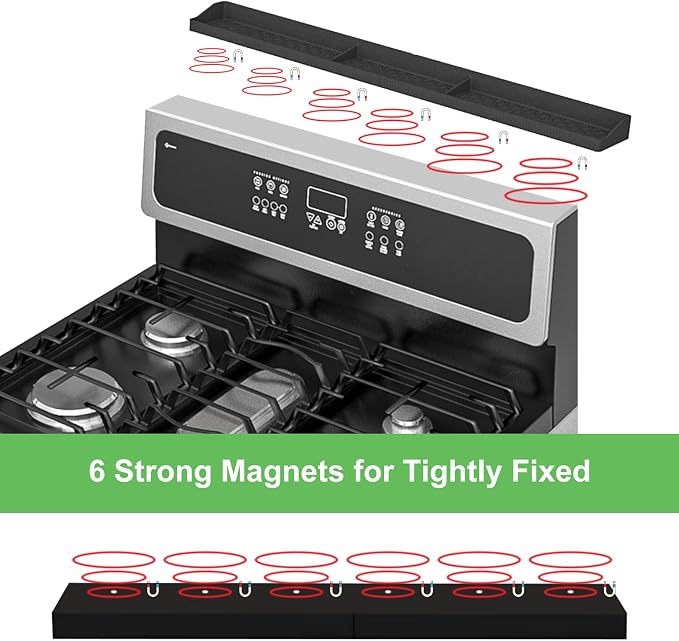 Stove Top Shelf 30 Inch - Silicone Material Magnetic Shelf for Stove -Black | 3 Functional Partitions,Heat Resistant Kitchen Spice Rack Organizer - Image 3
