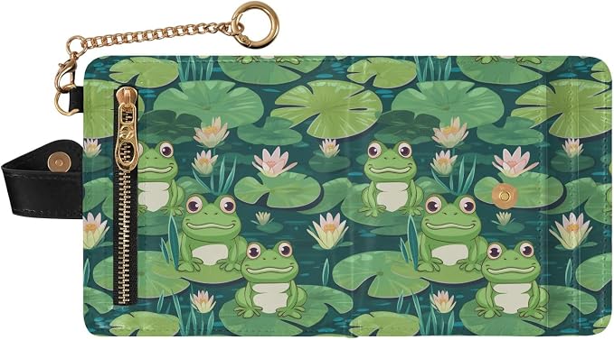 Green Ugly Frog Pond Women's Wallets RFID Blocking,Credit Card Holder Bifold Wallet,Slim Card Cases,PU Leather Travel Wallet for men Girls - Image 2