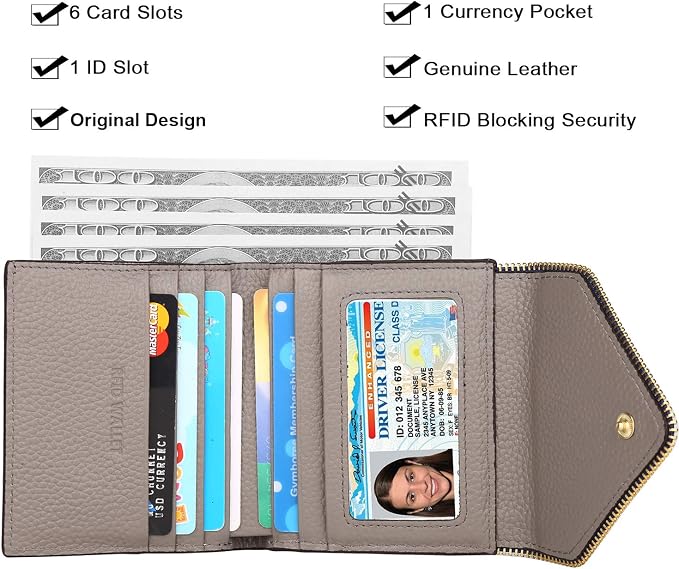 Ultra Thin Small Compact Leather Womens Girls Wallets RFID Blocking Credit Card Holder for Women - Image 2