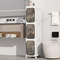 3 Tier Slim Bathroom Storage Cabinet, Foldable and Movable, White | Tools Free, ABS and PET, Magnetic Clear Door, Adjustable Shelves, Lockable Wheels, Water Resistant, For Narrow Space by Neathub