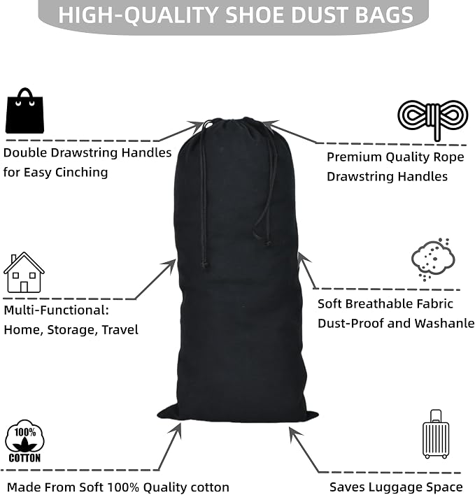 GONGKANGYUAN 4 Pack Shoe Bags for Travel Flannel Single Shoe Pouch with Drawstring for Men Women Travel Protecting Storing Shoes - Image 4