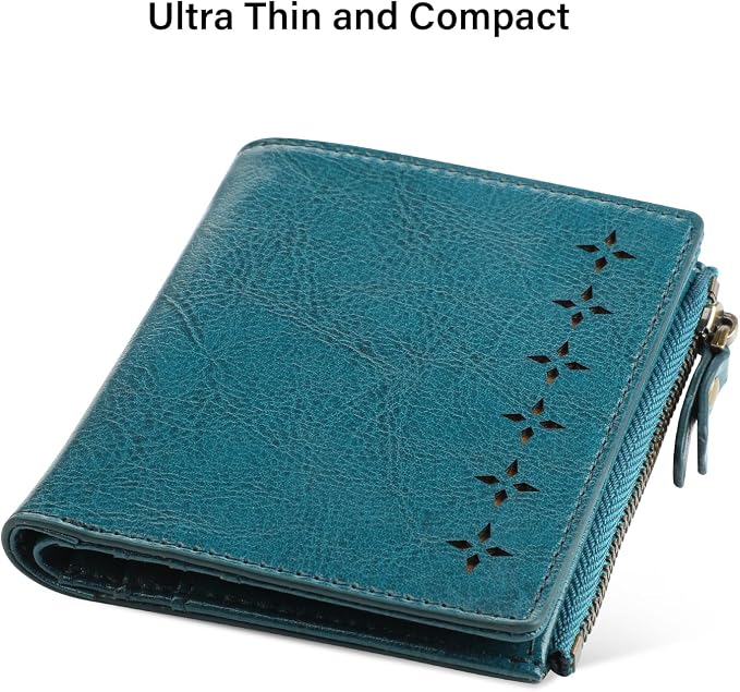 Ultra Thin Small Compact Leather Womens Girls Wallets RFID Blocking Credit Card Holder for Women - Image 3