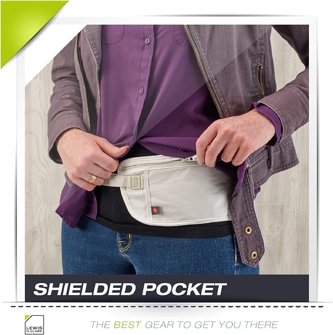 Lewis N. Clark Travel Money Belt Pouch, Slim RFID Blocking Anti Theft Waist Stash Pouches for Cash, Cards and Passport Holder - Image 7
