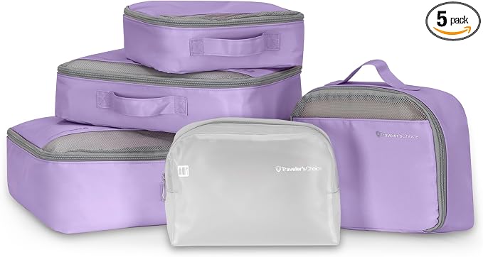 Traveler's Choice Cloverland Packing Cubes, 5-Piece Set, Purple by TravelersChoice