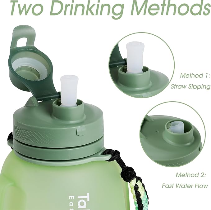 TakeToday Collapsible Water Bottles for Outdoor, 40oz, Green | Time Marker, BPA-Free Silicone, Folds for Travel, Paracord Handle for Hiking, Gym, Camping, Leakproof - Image 5