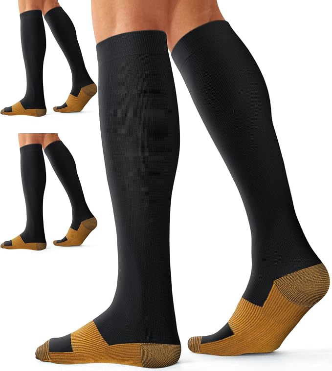 Compression Socks for Women and Men(3 Pairs)15-20mmHg - Best Circulation Support Socks by Bluemaple