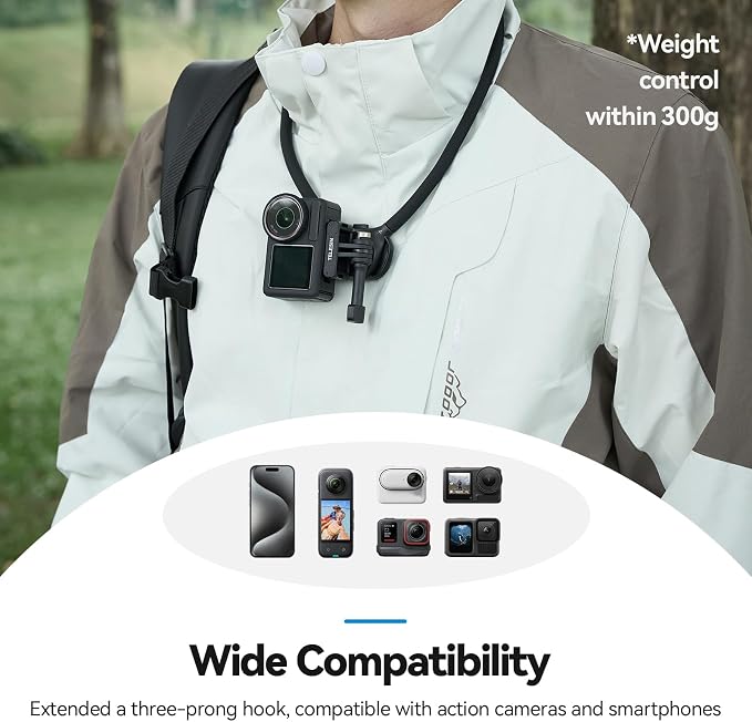 TELESIN Neck Mount SE 2.0 with Air Cushion, Adjustable Chest Strap and Neck Mount for Hands-Free POV Vlogging for GoPro Hero 13/12/11/10/9, Insta 360 X5/X4/Ace Pro 2 / Osmo 360 Nano Action 6/5 Pro/4/3 - Image 7