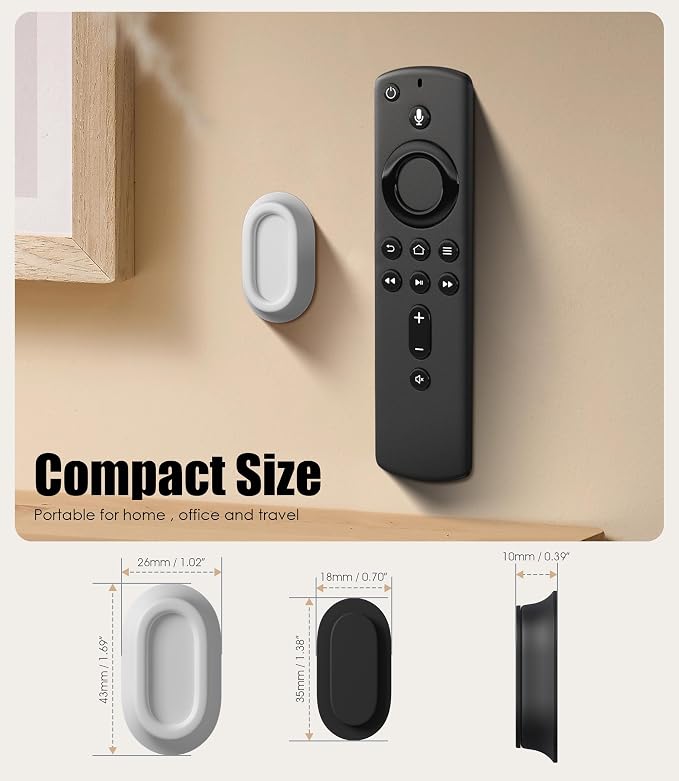 Magnetic Remote Control Holder Wall Mount for TV/Fan, Black&White | No Drill Self-Adhesive TV Remote Holder for Bed, Silicone Remote Caddy, Bedside Organizer, RV Accessories - Image 2