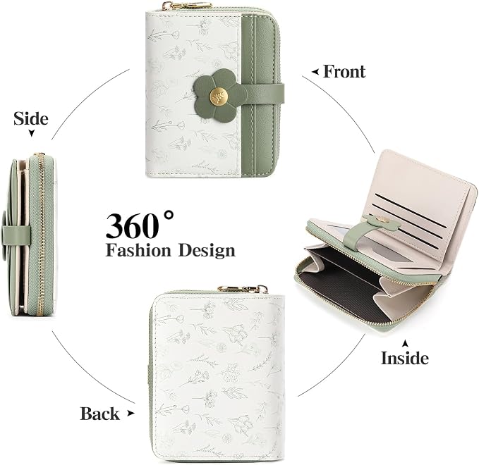 Small Wallet for Women Rfid Bifold Leather Card Holder Wallet With Zipper Pocket - Image 3
