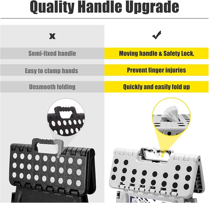 Delxo 17.5 Inch Folding Step Stool,Foldable Step Stool for Adults Grey | Step Stool with Safety Lock,Portable Collapsible Step Stool,Non-slip Folding Stools for Kitchen Bathroom Bedroom Garden 1PC - Image 8