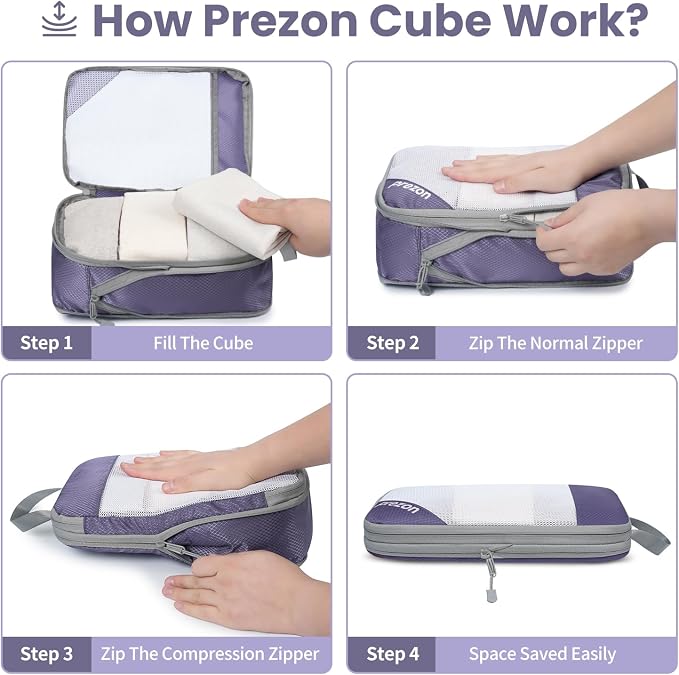 Compression Packing Cubes for Travel, Lightweight Vacation Travel Essentials, Travel Accessories for Suitcase Organizer Bags Set, Durable Luggage Organizer - Image 5