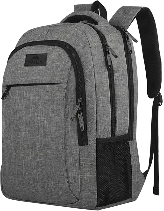 MATEIN Travel Laptop Backpack, 15.6 Inch College School Computer Bag, Grey | Slim Sturdy Business Daypack, Anti Theft Bookbag, Water Resistant, Gift for Men & Women, Personal Item Bag, Mochilas - Image 11