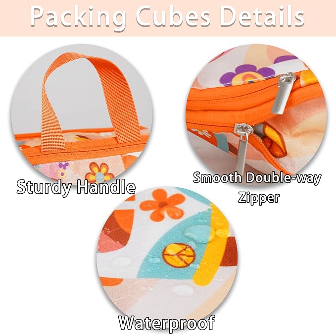8 Pcs Compression Packing Cubes Travel for Suitcases, Waterproof Luggage Organizer Washable Storage Bags Set for Backpack Travel- Packaging Cubes for Carry-Ons and Storage - Image 5