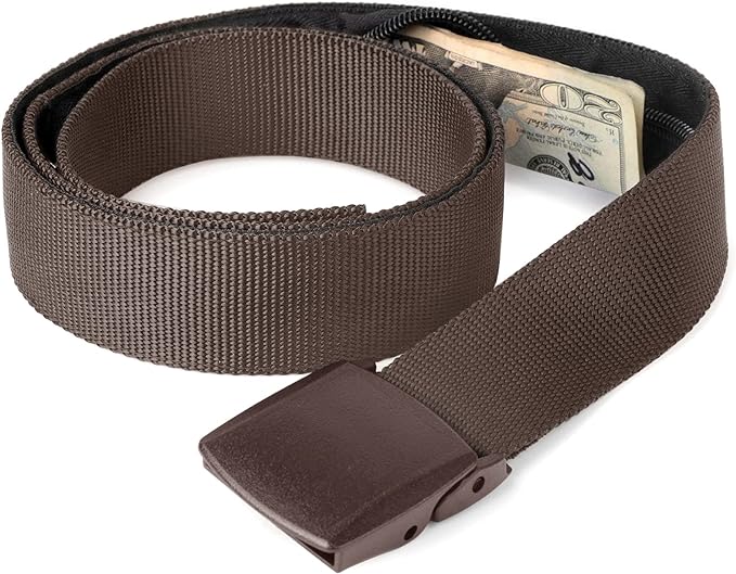 Travel Security Money Belt with Hidden Money Pocket - Cashsafe Anti-Theft Wallet Unisex Nickel free Nylon Belt by JASGOOD by JASGOOD