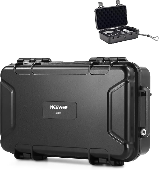 NEEWER Hard Case Compatible with DJI Osmo Action 5 Pro / 4/3 Camera, IP67 Waterproof Dustproof Shockproof Portable Travel Storage Case with Custom Foam Inserts & 12 Slots for Accessories, AC031 by Neewer