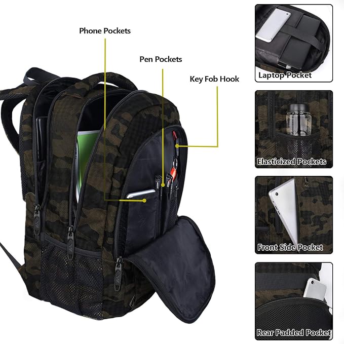 MATEIN 15.6 Inch Laptop Backpack, Business Laptop Daypack for Work College | Sturdy Water-Resistant, Travel Carry-On Backpack, Computer Bookbag for College Men & Women, Lightweight, Anti Theft Pocket - Image 2