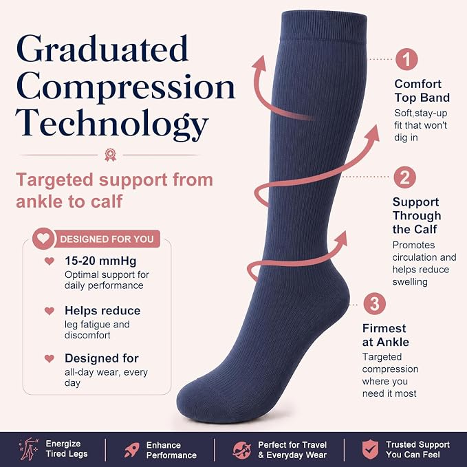 COOLOVER Copper Compression Socks for Women and Men(6 Pairs)-Best Support for Running, Athletic, Travel - Image 6