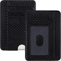 HOTCOOL Slim Wallet for Men, Minimalist Front Pocket Simple Leather Credit Card Holder RFID Blocking for Men & Women, Thin Organizer Gifts, Carbon Fiber - Black by HOTCOOL