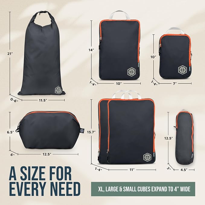 TRIPPED Travel Gear Large Compression Packing Cubes 7-Piece Set for Travel - Image 4