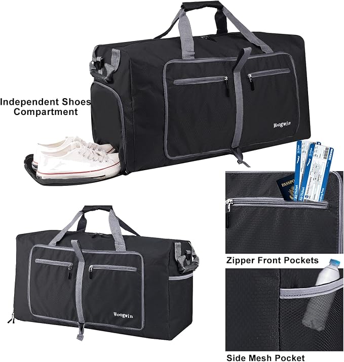 Woogwin Travel Duffel Bag Large Foldable Waterproof Overnight Bag for Beach Swim Bags Pool Sports Gym - Image 5