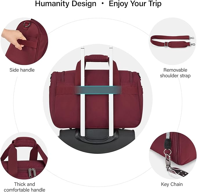 Hanke Small Underseat Carry On Luggage Bags for Travel with 10 Pockets. | Airline Approved Foldable Personal Bag w/ Luggage Sleeve; Tote Duffle & Bento Bag, Flight Attendant Weekender for Men & Women - Image 6