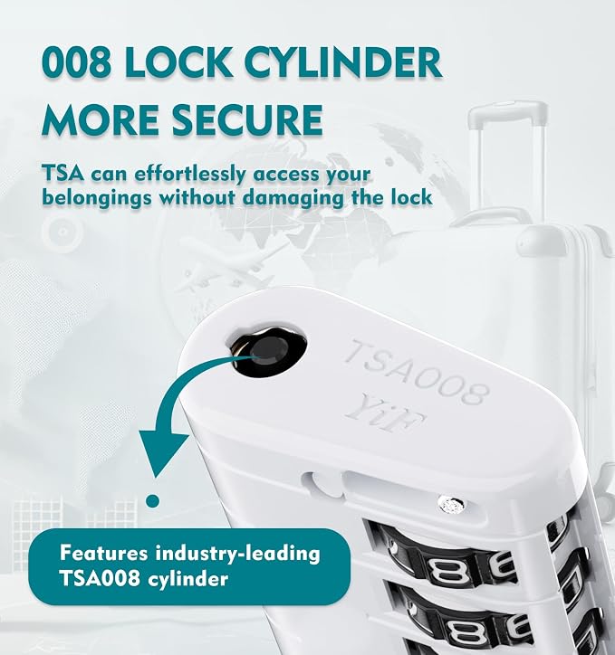 ANVIL TSA Approved Luggage Locks with Search Alert Indicator, 4-Digit Combination Suitcase Lock, Advanced TSA008 Core Heavy Duty Anti-Theft Travel Lock for Double Zippers, Backpacks - Image 2
