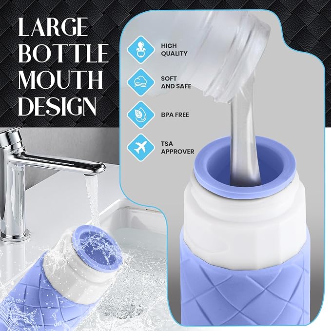 Silevoler Travel Bottles for Toiletries, TSA-Approved Travel Size Container | Woven Pattern BPA Free Silicone Leak Proof Refillable Liqus Shampoo And Conditioner Essentials Toiletry Bottles(Blue) - Image 6
