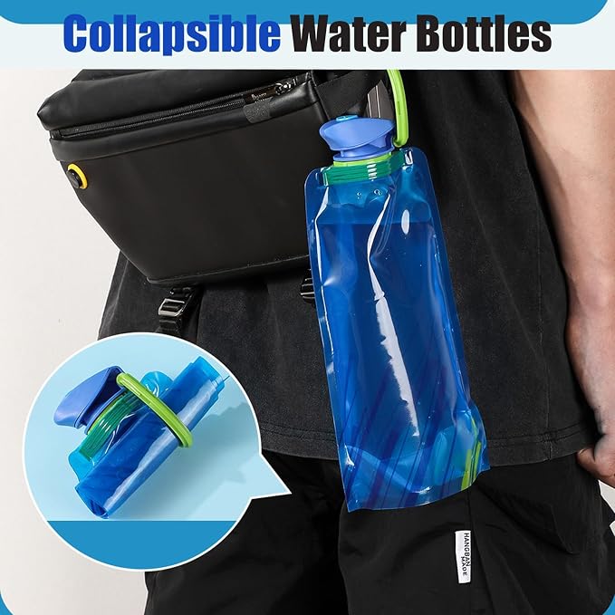 6 Pack Collapsible Water Bottles for Travel – 23oz Foldable Water Bottle with Carabiner,Leakproof BPA-Free Water Jup, Portable Reusable Water Bottle for Hiking,Sports,Camping,Biking(6) - Image 5