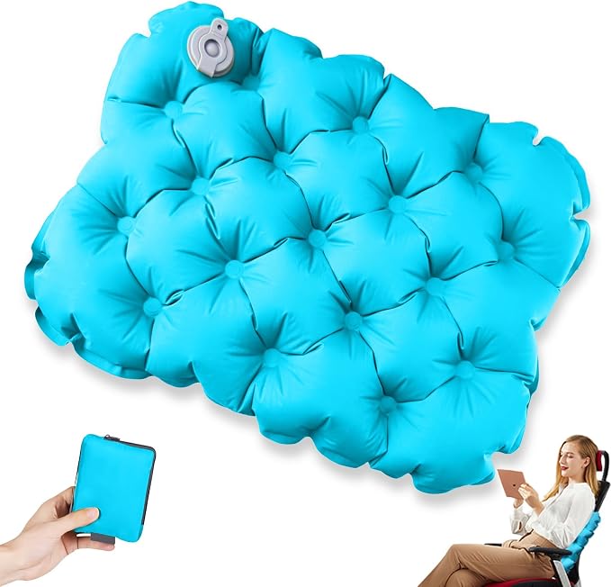 Inflatable seat Cushion-Travel Cushion Lnflatable Portable Air Sitting Pad for Stadium Camping OfficeCan also be used for lumbar and back support Lightweight Waterproof Camp Chair Accessories blue by Unknown