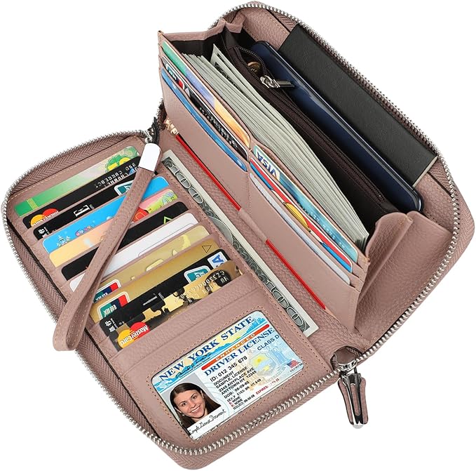 Small Compact Women Wallet RFID Blocking Genuine Leather Bifold Purse with ID Windows - Image 2