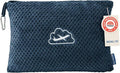 BEDELITE Travel Blanket with Bag, Jacquard Fleece Blanket 65"x40", Navy | Ultra-soft Airplane Blanket, Luggage Sleeve & Backpack Clip, Travel Essentials for Women, Foldable as Pillow for Long Flight by BEDELITE