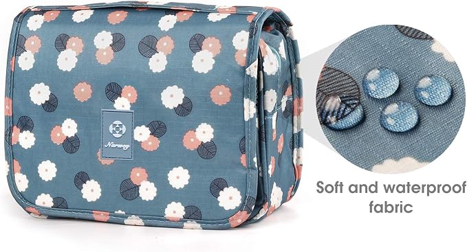 Narwey Small Hanging Travel Toiletry Bag for Women, Travel Bag for Toiletries, Makeup Bag Organizer Make Up Bags Cosmetic Bags for Girls - Image 3