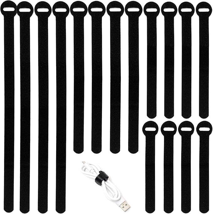 150PCS Reusable Cable Ties - 4+6+8+10inch Multi-Purpose Cable management Hook & Loop Cable Straps Wire Ties,Adjustable Fastening Cord Organizer,Cable Organizer for Home,Office and Data Centers,Black by HAVEMETD