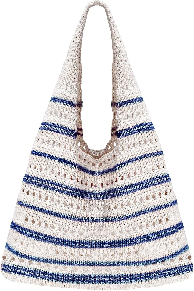 Sightor Crochet Tote Bag, Mesh Beach Bag Knit Summer Hobo Bag for Women | Beach Tote bag Vacation Outfits Aesthetic Boho Bag by Sightor