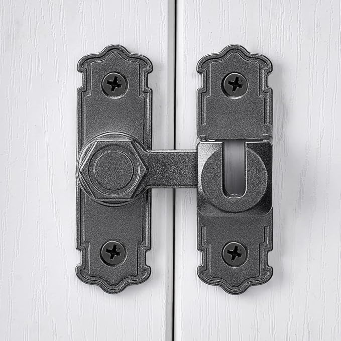 2 Packs Grey Aluminum Alloy 90/180 Degree Gate Lock,Barn Door Latches | Flip Gate Latches,Right Angle Door Lock Latch,Sliding Door Latches,for bedroom,garage,window,pet enclosures,drawer,cabinet - Image 5