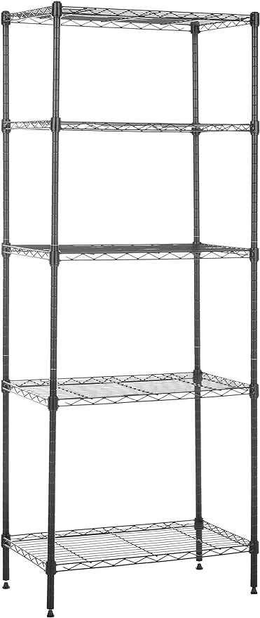 Amazon Basics 5-Shelf Multipurpose Adjustable Steel Garage Shelving Unit, Storage Rack for Kitchen, 200 lbs Per Shelf, Easy Assembly, 13.4"D x 23.2"W x 60"H, Black by AmazonBasics