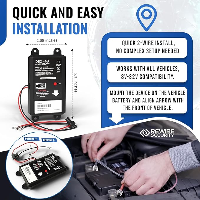 DB2-4G GPS Tracker for Vehicles – Real-Time Vehicle Tracking Device for Car, Van, Motorhome | Easy Battery Install | Live App Tracking | 4G Fleet Tracking | Low Cost Plan | Free Trial - Image 2
