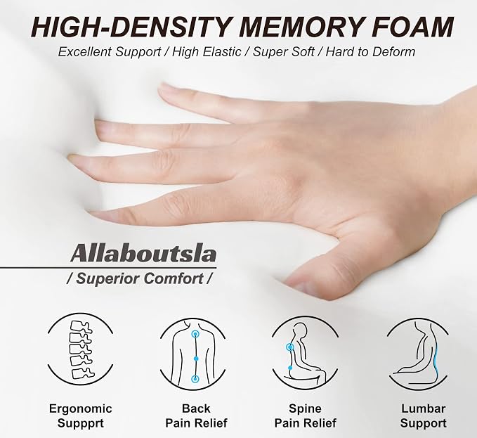 Allaboutsla Car Seat Cushion, Car Seat Cushions for Long Driving | Comfortable Memory Foam Driver Seat Cushion, Automotive Seat Cushions, Butt Pillow for Car,Truck, Office Chair, Black - Image 2