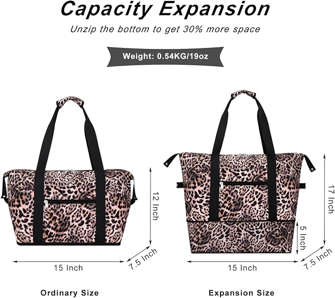 Expandable Duffel Bag for Women with Trolley Sleeve/Wet Pocket Weekender Travel Tote Large Carry On Overnight Luggage - Image 3
