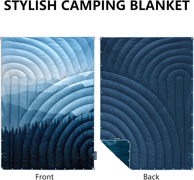 Puffy Camping Blanket,Large Camp Blanket Outdoor Camping Quilt Waterproof | Lightweight Printed Warm Packable Down Alternative Blanket for Camping,Traveling, Stadium, Hiking, Picnics - Image 2