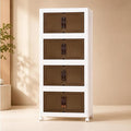 4 Tier Stackable Storage Bins with Lids, Total 144QT (4x36QT) Foldable Closet Organizer with Wheels, Collapsible Plastic Storage Boxes for Clothes, Toys, Kitchen, Office, and Dorm Room by Durvex