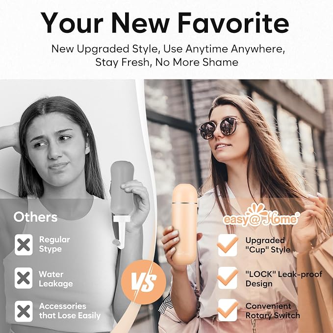 easy@Home Portable Travel Bidet - Peri Bottle for Postpartum Care Brown | Handheld Sprayer Kit, 380mL (12.8oz), BPA-Free Personal Hygiene for Women & Men | EPB-01 Brown - Image 8