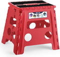 Delxo Folding Step Stool 13 Inch,300 Lbs Step Stool for Adults Red | Foldable Step Stool 13",Non-Slip Foot Stools with Handle,Lightweight Collapsible stools for Kitchen,Bathroom,Bedroom,Garden by Delxo