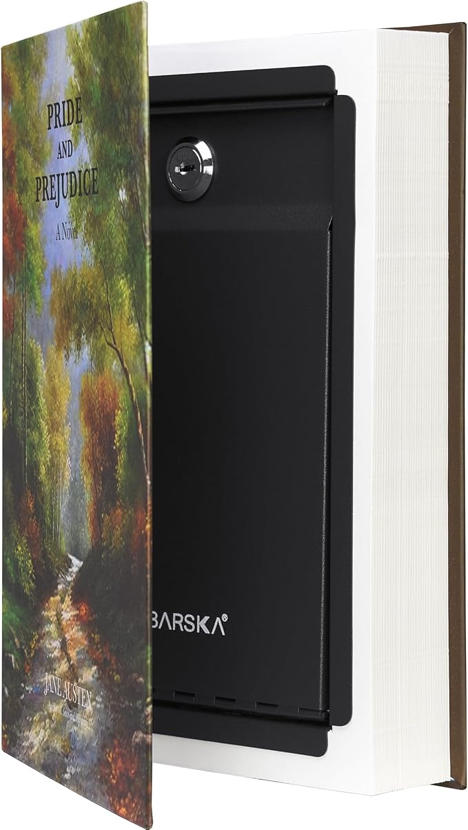 Barska Hidden Book Safe – Real-Look Pride and Prejudice Diversion Lock Box with Key Lock – Secret Safe for Home, Office, Travel – Portable Steel Storage for Cash, Jewelry, Valuables - Image 5