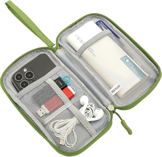 CAAORDKSO Electronics Organizer Travel Case, Travel Cable Organizer Bag Pouch Electronic Accessories Carry Case Waterproof Electronic Bag for Cable, Cord, Charger, Power Bank, Earphone (Green) - Image 6