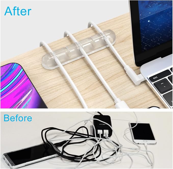 Cord Organizer, Clear Cable Organizer Cord Holder, Wire Organizer USB Cable Management Cord Keeper, 3 Packs Cable Clips for Car Home and Office (7, 5, 3 Slots) - Image 2