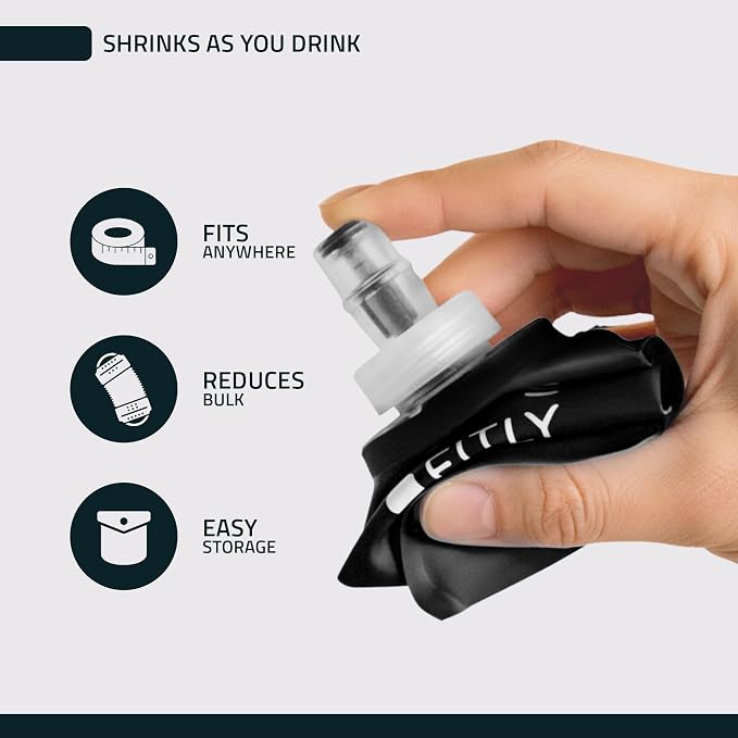 FITLY Soft Flask - Shrink As You Drink Soft Water Bottle for Hydration Pack - Folding Water Bottle Ideal for Running, Hiking, Cycling, Climbing & Rigorous Activity - Image 3